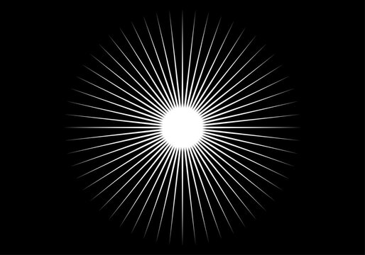 Destello radial blanco sobre fondo negro