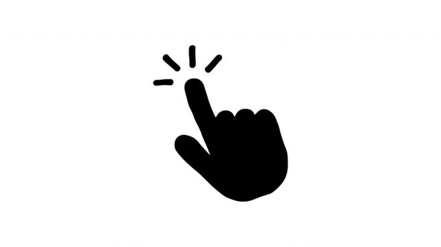 Touch Gesture For Screen Interaction And Button Selection Doodle Animation With Alpha Channel. Tapping Hand Cursor And User Interface Navigation. Animated Hand-Drawn Icon For Video Overlay 4K.