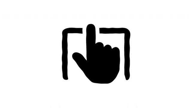 Touchscreen Gesture For Tapping And Digital Interaction Doodle Animation With Alpha Channel. Finger Tap Symbol And Mobile User Interface Navigation. Animated Hand-Drawn Icon For Video Overlay 4K.