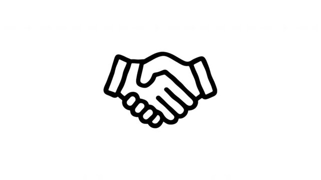 Handshake For Partnership And Agreement Hand-Drawn Doodle Animation On Transparent Background. Business Deal And Collaboration Symbol. Seamless Animated Icon. 4K Video Overlay Element.