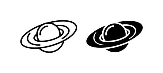 Planet Saturn icons set with line and filled shapes for space science and astronomy © Redoy