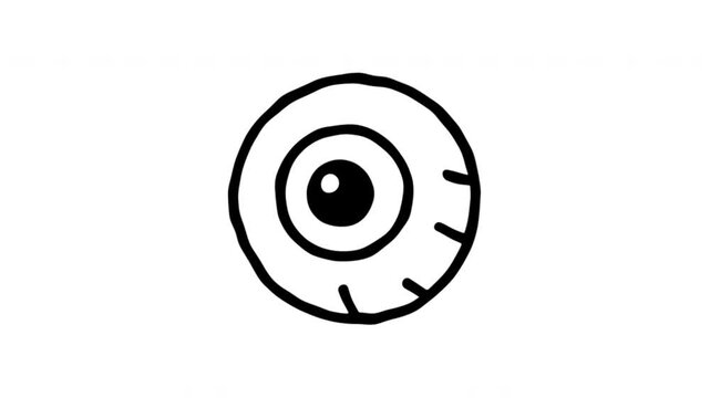 Eye For Vision And Observation Wiggle Doodle Animation With Alpha Channel. Eyeball Symbol And Attention Focus, Transparent Background. 4K Loop Hand Drawn Icon.
