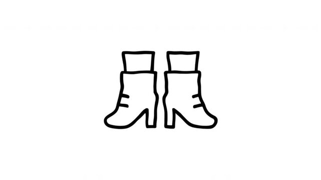 Ankle Boots For Footwear And Fashion Shopping Hand Drawn Doodle Animation. Women'S Boots And Casual Shoe Pair. Online Clothing Store Product Search. 4K Loop With Alpha Channel.