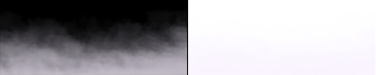 Fototapeta premium Subtle gray low lying ground mist on transparent background offers realistic transition effects for website banners and atmospheric depth in digital illustrations.