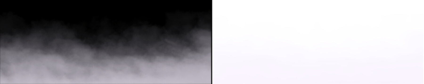 Subtle gray low lying ground mist on transparent background offers realistic transition effects for website banners and atmospheric depth in digital illustrations.
