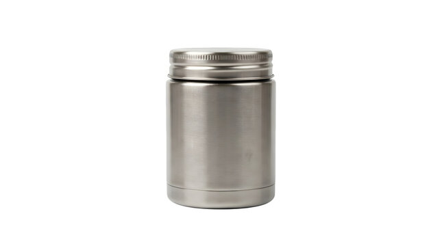 Stainless steel food container or thermos jar isolated on transparent background