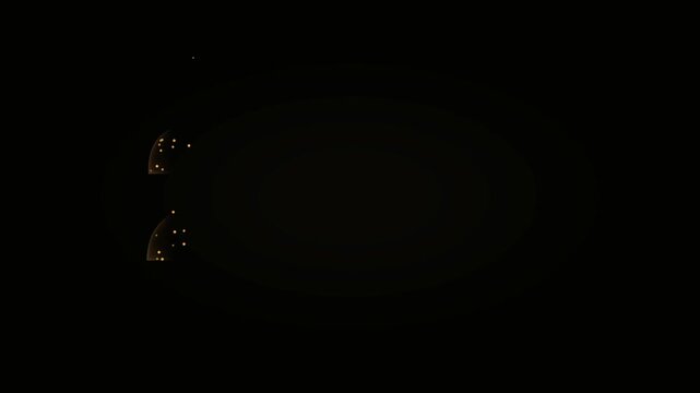 New Year 2027 in bold copper gold metallic numbers revealed left to right by a sparking edge, a light sheen gliding across before the digits crumble into glitter and fall away like sand