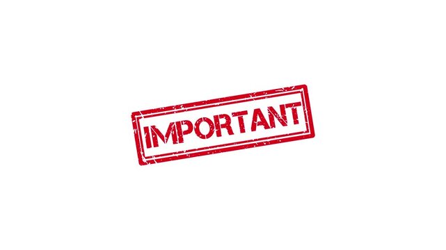 Important red rubber stamp impression on white background, grunge text effect for business notifications