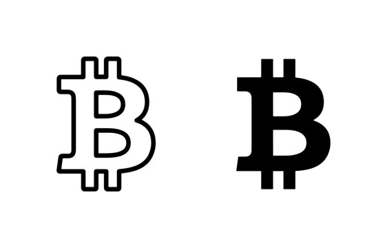 Bitcoin symbol outline and solid for logo
