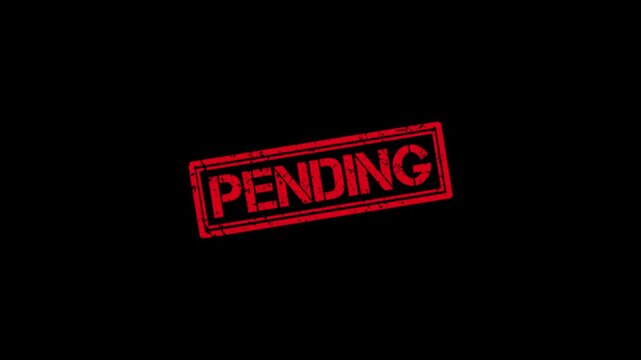 Red pending rubber stamp animation on black background, for business approval, and status updates