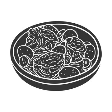 Black and white isolated vector silhouette illustration of Spanish rabo de toro