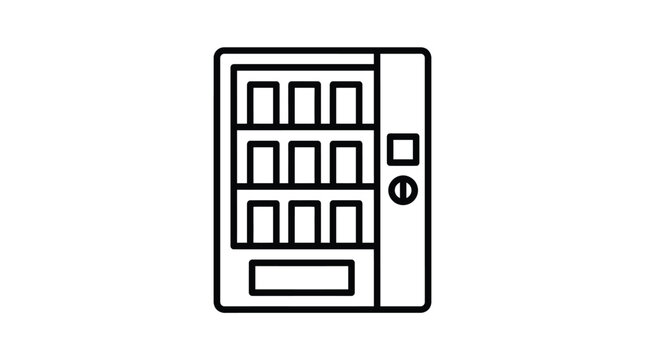 Modern minimalist vending machine outline illustration featuring clean lines and simple black stroke design