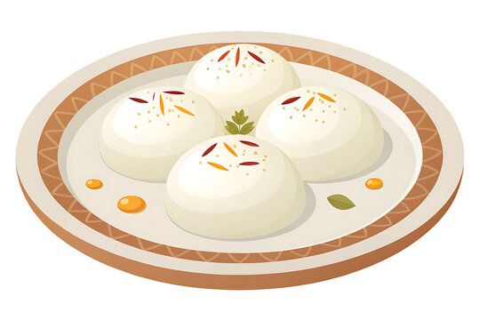 Kheer Kadam round white Bengali sweet with creamy center, minimal vector style