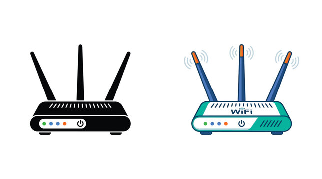 Wireless router with antennas depicted as a black silhouette