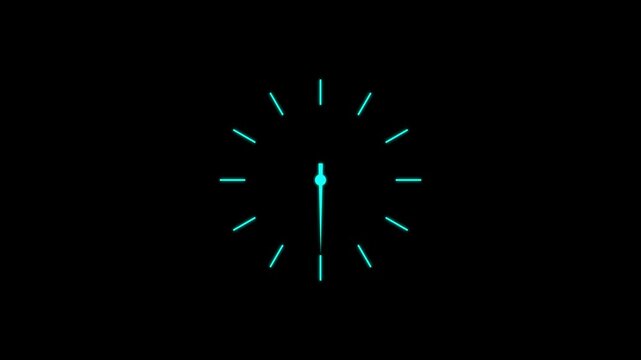 Clock spinning, watch animation on transparent background with alpha channel. Clock icon flat style 24 hours day and night fast speed, motion graphic of a clock concept, on a transparent background.