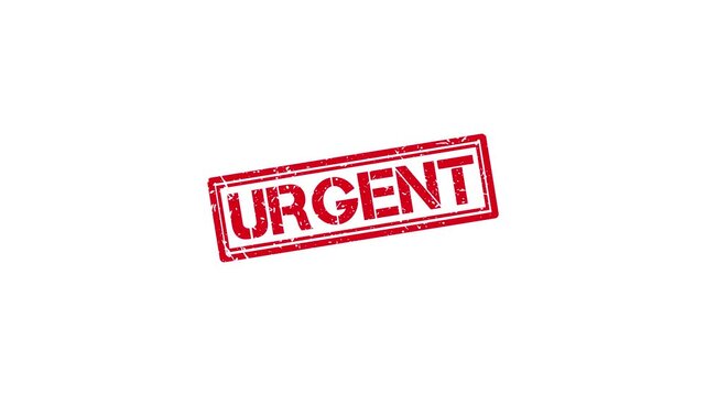 Red urgent rubber stamp impression on white background, grunge text effect for business and priority notification