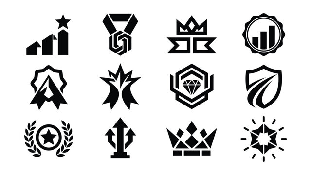 Collection of Modern Minimalist Monogram and Symbol Logos with Transparent Background