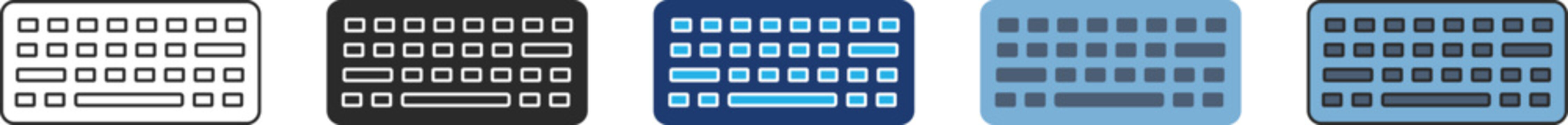 Computer keyboard icon set, office typing keypad and data entry technology symbol vector illustration