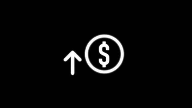 White dollar sign rising upward in minimalist black background