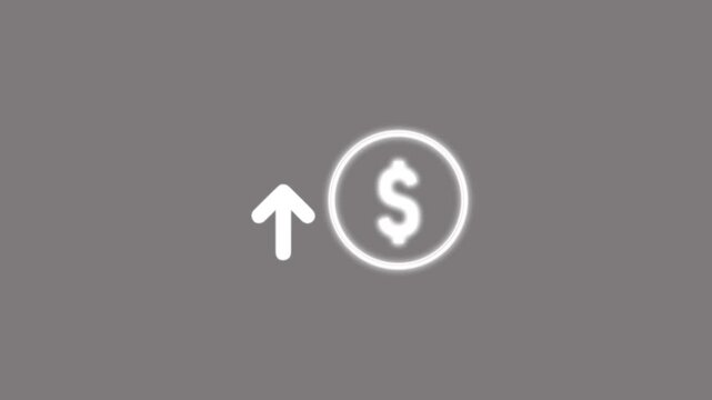 White dollar sign icon rising upward on gray background
