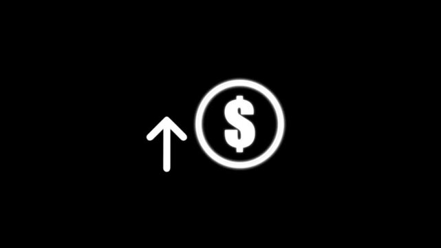 White dollar sign rising upward in minimalist black background
