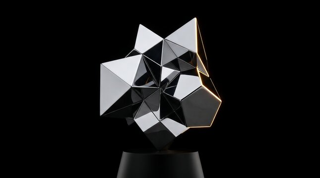 Crystal wine glass with glowing liquid on Totally Black Background, Amber Gold floating three-quarter rotation view, Easy Background Removal Product Shot.