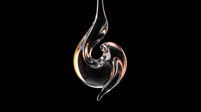Glass orb with swirling smoke inside on Totally Black Background, Ice White top-down spotlight view, Easy Background Removal Product Shot.