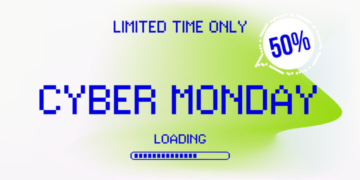 Cyber Monday sale - limited time offer with 50 percent discount loading visual