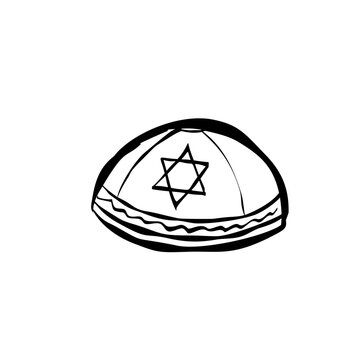 Simple outline of a kippah featuring a star of David symbol