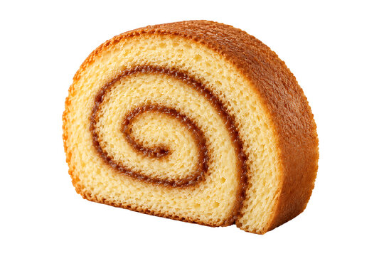 Delicious sweet cinnamon roll slice with spiral filling isolated on transparent background