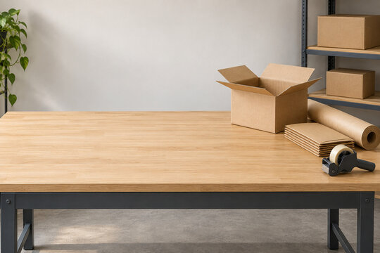 Ecommerce Packing Workbench With Open Shipping Carton