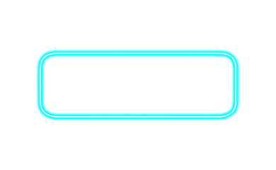 Glowing cyan neon rectangular frame isolated on transparent background © israt