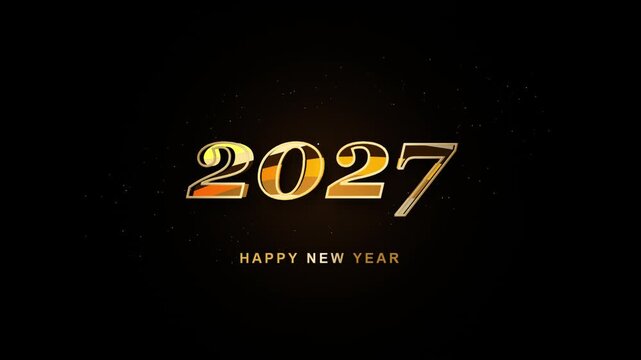 Golden 2027 Happy New Year title on elegant black background