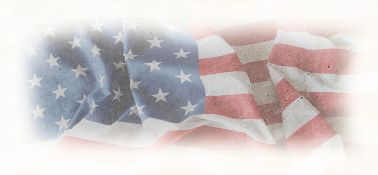 American flag on white