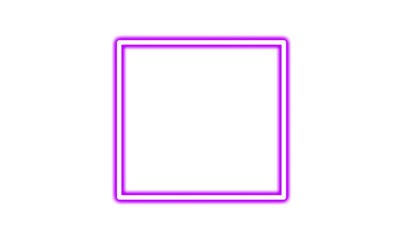Glowing purple neon square frame isolated on transparent background