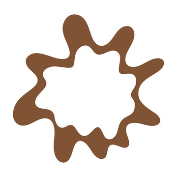 Brown chocolate liquid splash stain icon with blank white copy space center