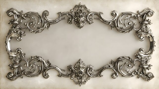 Ornate silver frame with vintage baroque design