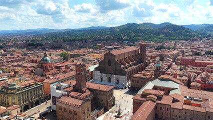 Bologna Italy Basilica di San Petronio Aerial Drone HD Image © Guy