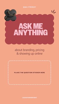 Bloom Design Story / Peach Question and Answer Story With Scalloped Headline and Sticker Space for Audience Engagement / Vertical / Part 08