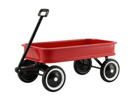 Red toy wagon isolated on transparent background