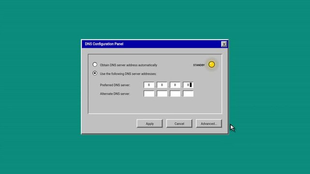 Retro 90s Computer Operating System DNS Configuration Window