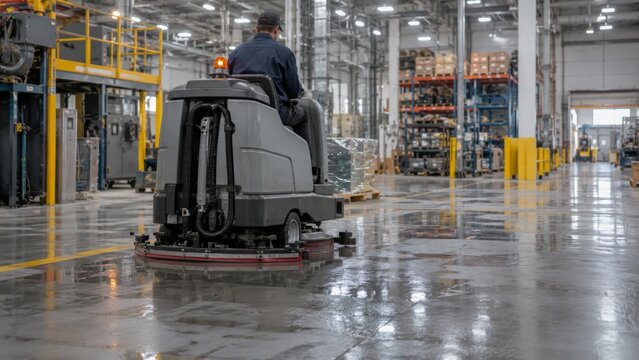 Industrial Floor Scrubber in Factory
