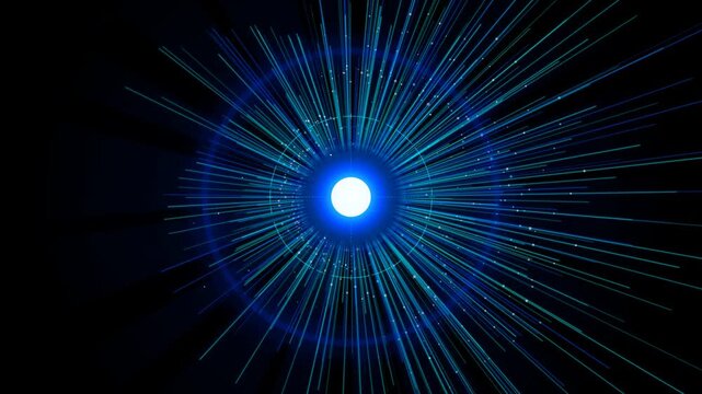 Rotating 3D Geodesic Data Sphere in Luminous Cyan and Cobalt Blue Wireframe with Orbiting Concentric Telemetry Rings on Black Background for Global Technology and AI Cyber Security Visuals
