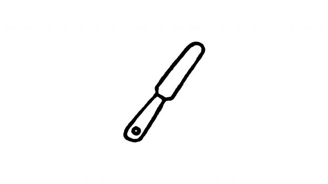 Animated doodle icon of a butter spreader knife for kitchen and breakfast table.