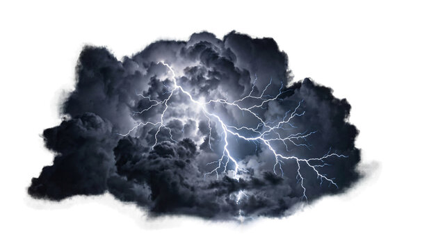 Dramatic Lightning Thunderstorm Nature Motion Isolated on Transparent Background PNG