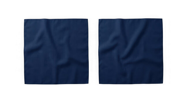 Two dark blue folded handkerchiefs isolated on transparent background