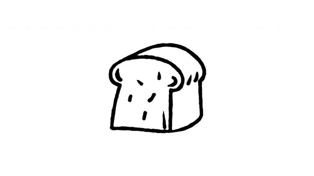 Animated doodle icon of a fresh sliced loaf of bread toast for bakery breakfast.