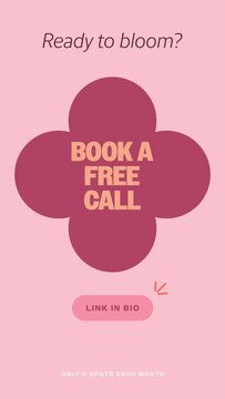 Bloom Design Story / Pink Free Consultation Call to Action With Bold Flower Shape for Service Promotions / Vertical / Part 10