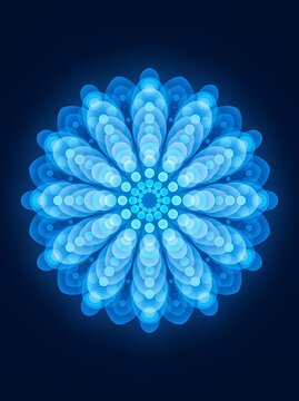 Glowing Blue Mandala Geometric Flower Symbol for Meditation Art