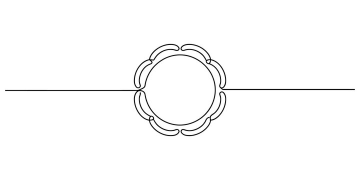 Minimalist continuous line art drawing of a flower shape with a circular center isolated on a plain white background isolated on transparent background, Vector